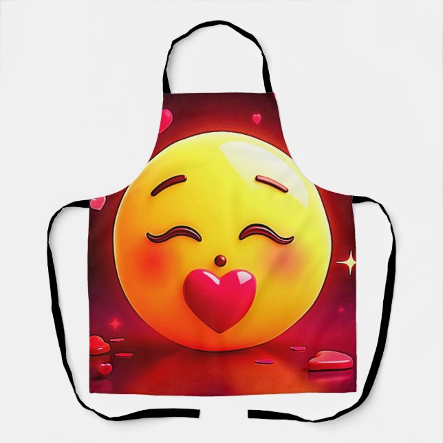 Delantal Besando Emoji de corazones onando (Anverso)