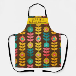 Delantal Besar El Patrón Floral Retro Cook Personalizado