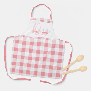 Delantal Beso Divertido Cita La Cocina Cuadro de Gingham Ro