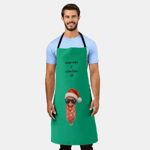 Delantal Besos divertidos de salami de Navidad