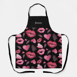 Delantal Besos Y Corazones De Acuarela Monogramados