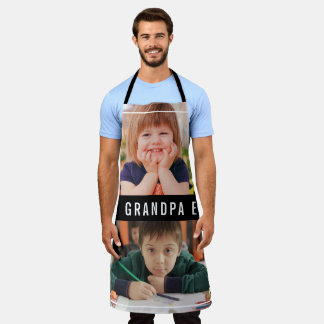 Delantal Best Grandpa Ever Grandkids 2 Photo Collage Black