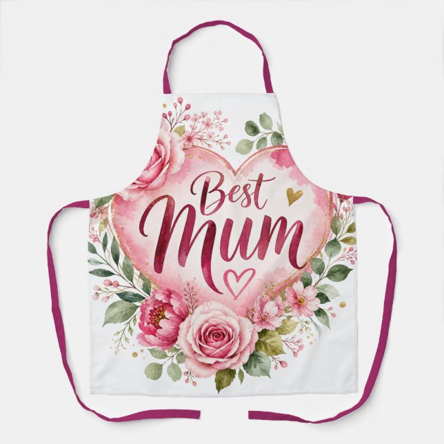 Delantal Best Mum Aquarell Blumenherz Design (Anverso)