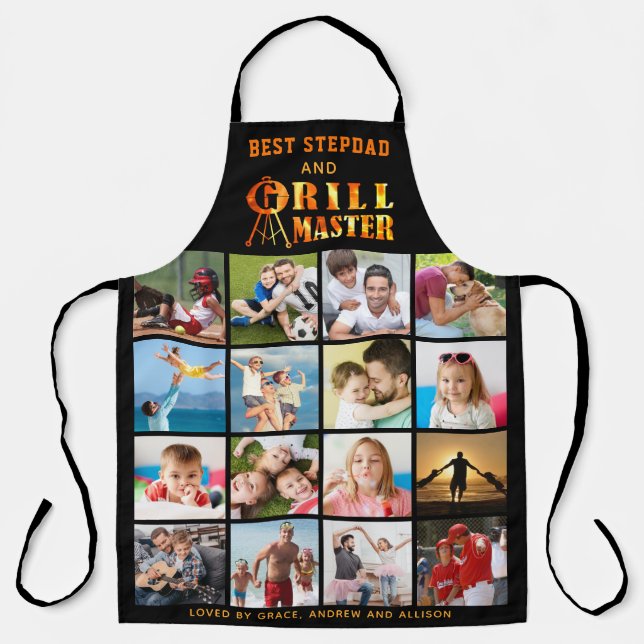 Delantal BEST STEPDAD GRILL MASTER 16 Collages de fotos (Anverso)