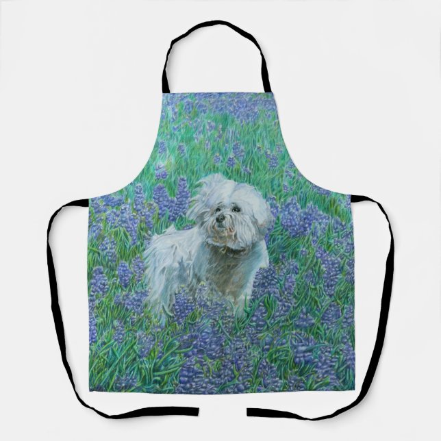 Delantal Bichon en Bluebonnets (Anverso)