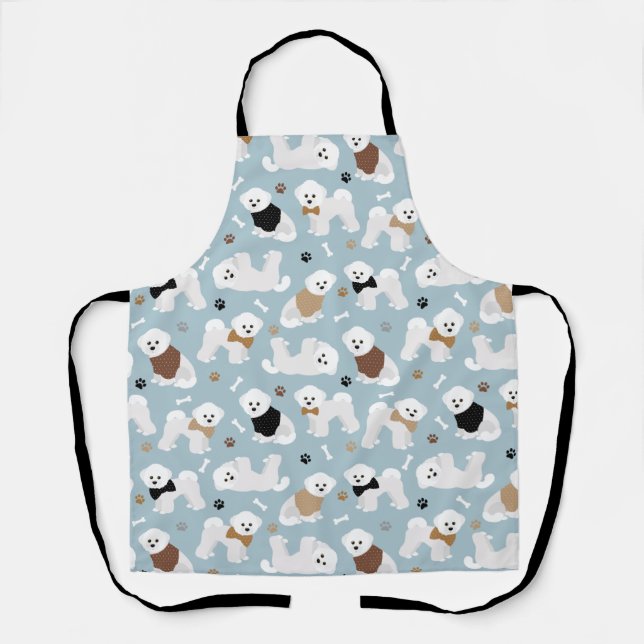 Delantal Bichon Frise Bones y Paws Blue (Anverso)