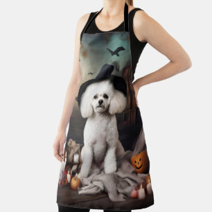 Delantal Bichon Frise Calabazas Halloween Asustadizo