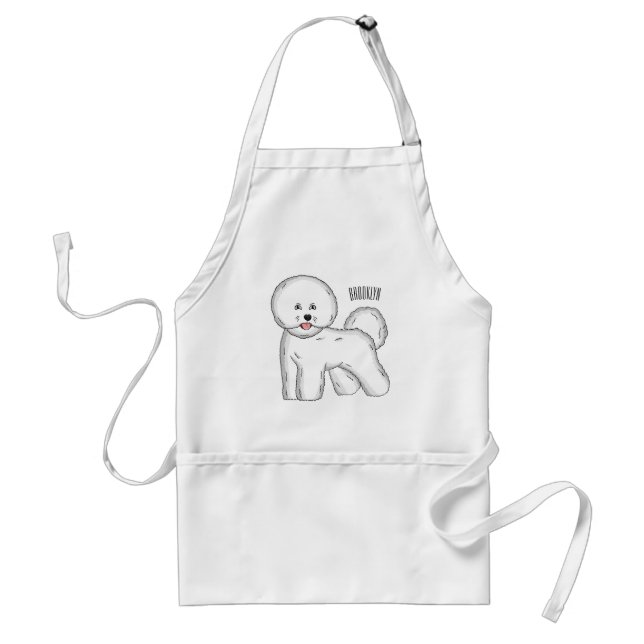 Delantal Bichon frise dog cartoon illustration (Frente)