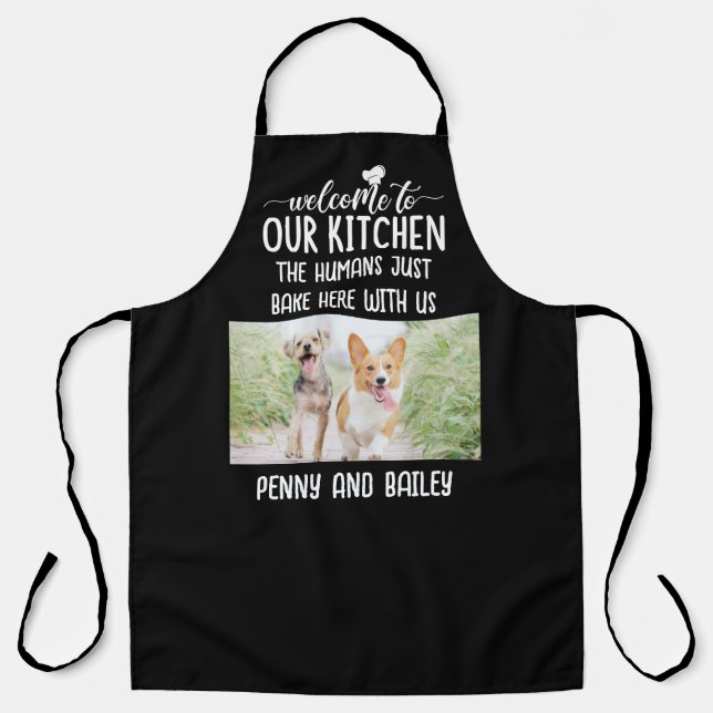 Delantal Bienvenidos A Nuestra Cocina Perro Y Foto Personal (Anverso)