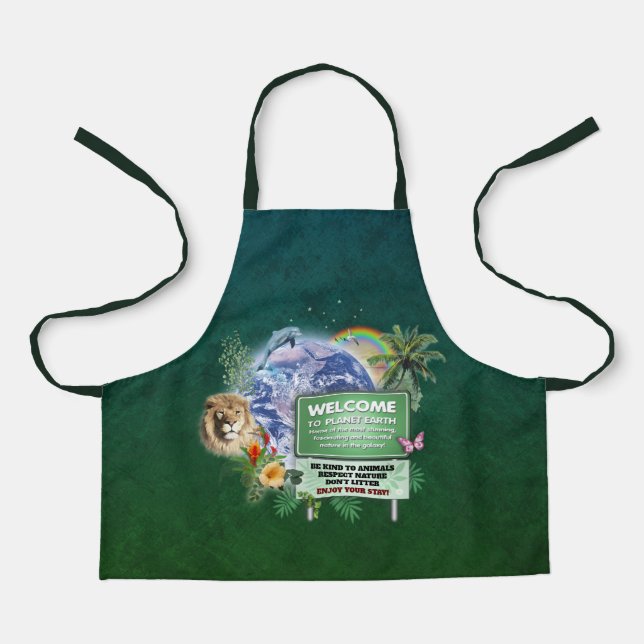 Delantal Bienvenidos al planeta Tierra (Anverso)