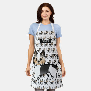 Delantal Biewer Terrier Yorkie Cute Cartoon Perros y Nombre