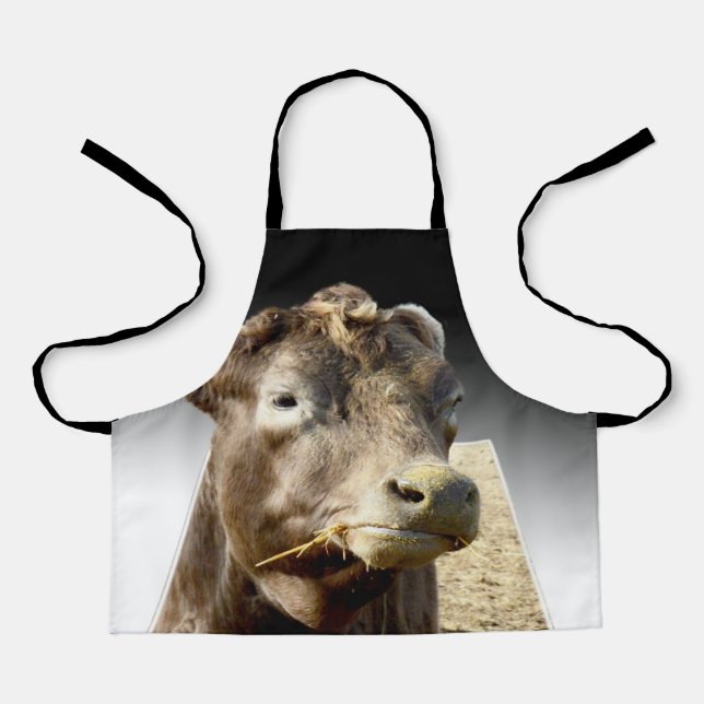 Delantal Big Brown Cow Face, Apron de impresión completa pa (Anverso)