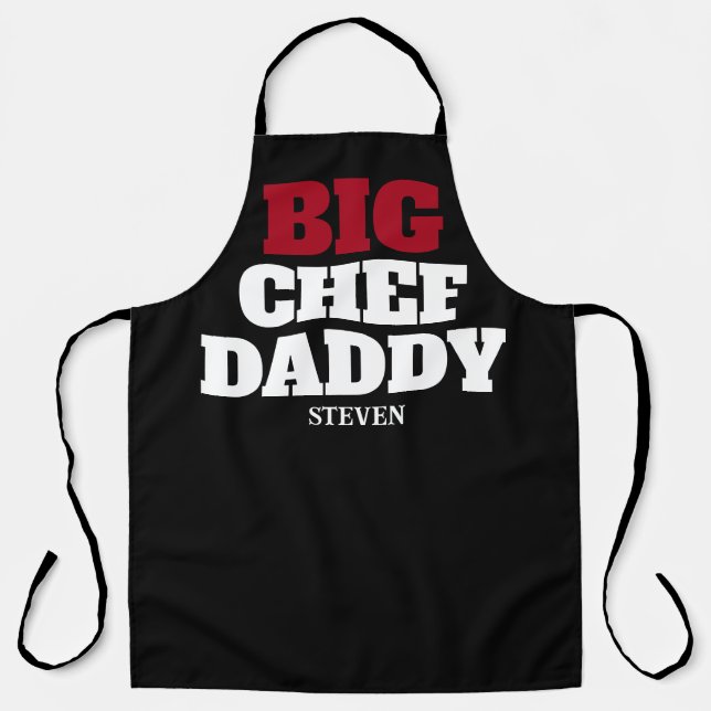 Delantal Big Chef Daddy Funny Cita Parrillada Personalizada (Anverso)
