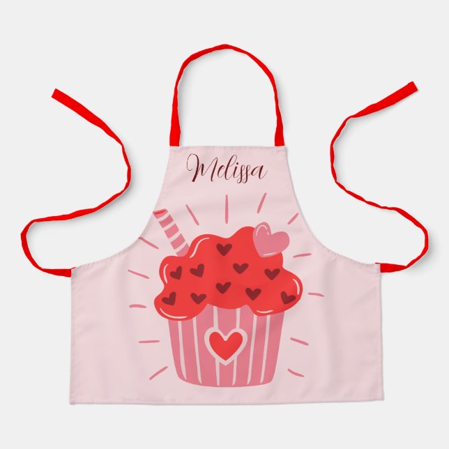 Delantal Big Cupcake Red Heards Kids (Anverso)