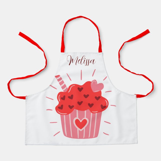 Delantal Big Cupcake Red Heards Kids (Anverso)