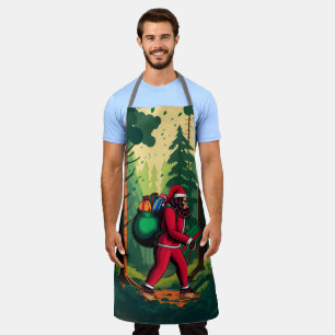 Delantal Bigfoot Santa Claus Bolsa de Regalos Bosque Madera