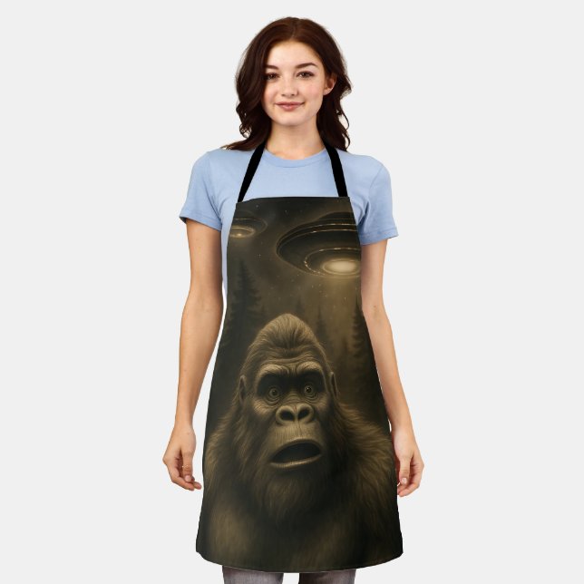 Delantal Bigfoot Sasquatch Alien UFO Funny (Gastado)