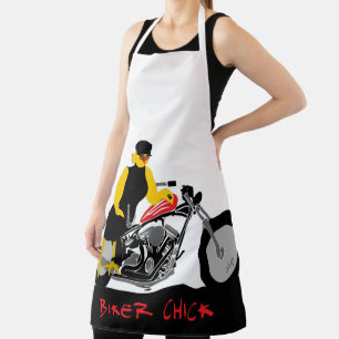 Delantal BIKER CHICK sentado en su motocicleta