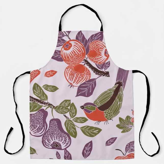 Delantal bird in a fruit garden. seamless pattern (Anverso)