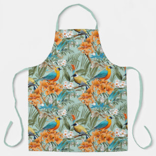 Delantal Birds Chinoiserie Mint Naranja