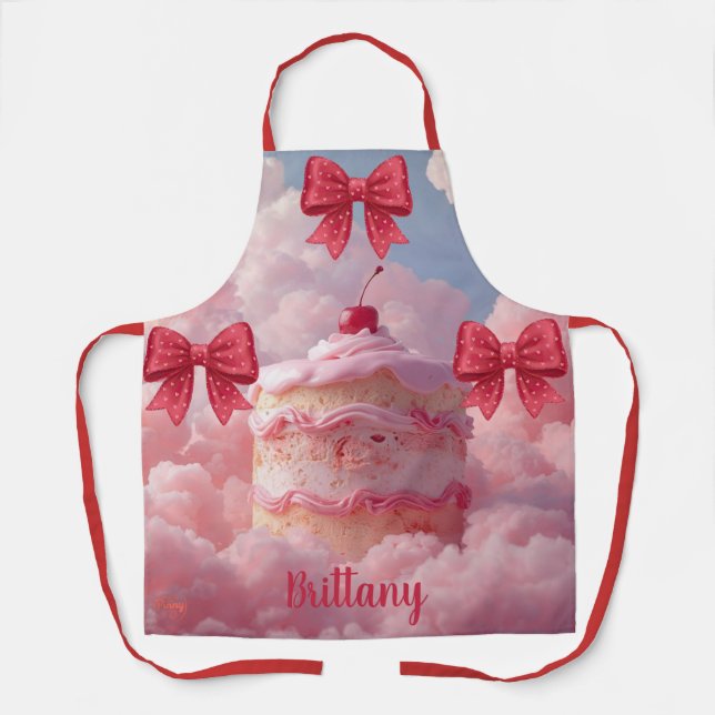 Delantal Birthday cake, cherry and clouds Apron (Anverso)