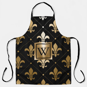 Delantal Black and Golden Fleur-de-lis