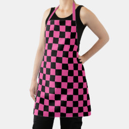 Delantal Black and pink checkerboard pattern