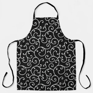 Delantal Black and White allover seamless scroll designpatt