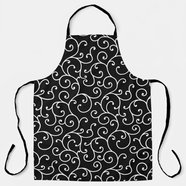 Delantal Black and White allover seamless scroll designpatt (Anverso)