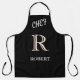 Delantal Black and White Personalized Monogram and Name  (Front)