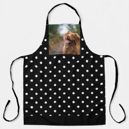Delantal Black and white polka dot Dog pic