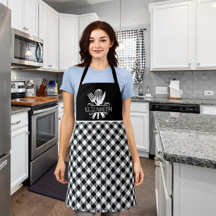 Delantal Black and White Tartan Plaid Pattern