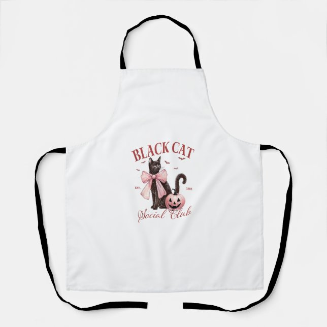 Delantal Black Cat Halloween Coquette Social Club Pink Bow (Anverso)
