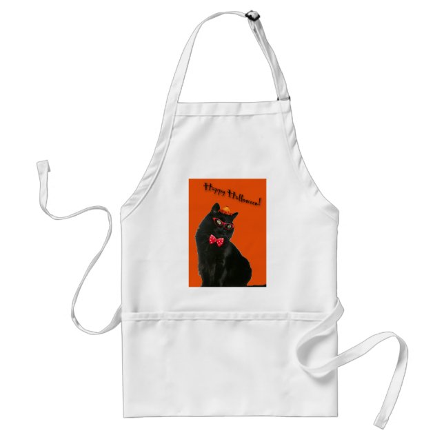 Delantal Black Cat Happy Halloween Apron (Frente)