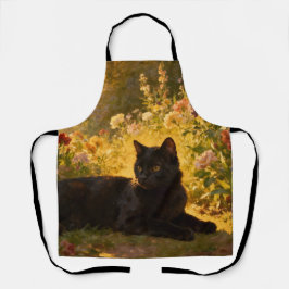 Delantal Black Cat in the Flowers I