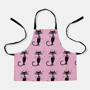 DELANTAL BLACK CAT RETRO PINK APRON