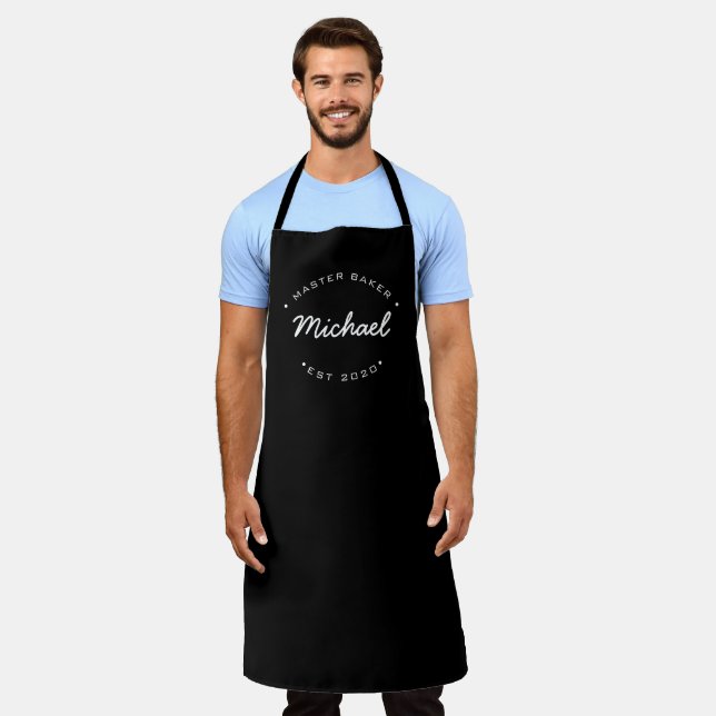 Delantal Black Custom Name Year Master Baker (Gastado)