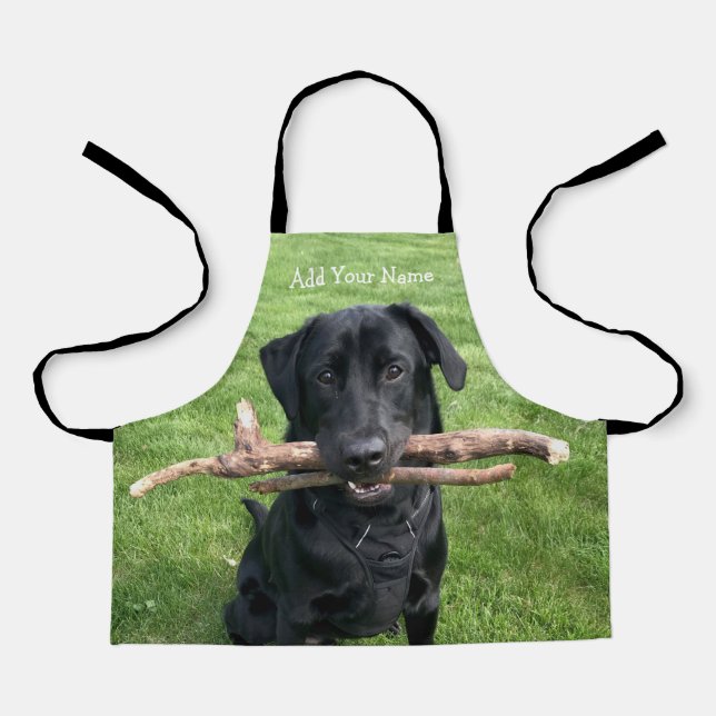 Delantal Black Lab con dos palos Dog Photo Apron (Anverso)