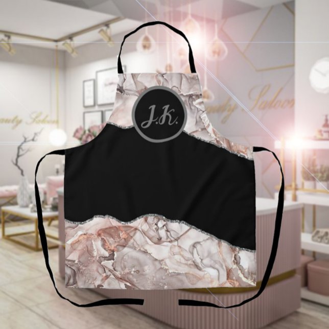 Delantal Black Pink Professional Marble Agate Glam (Subido por el creador)