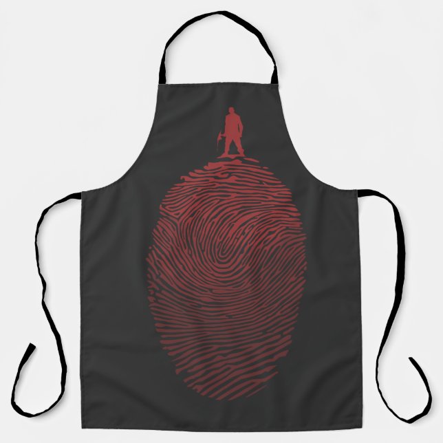 Delantal Black red cartoon man silhouette (Anverso)