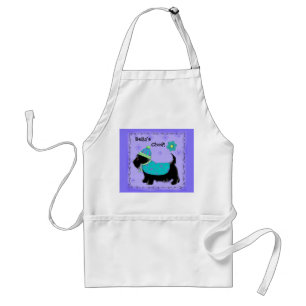 Delantal Black Scottie Terrier Dog Name Personalized Purple