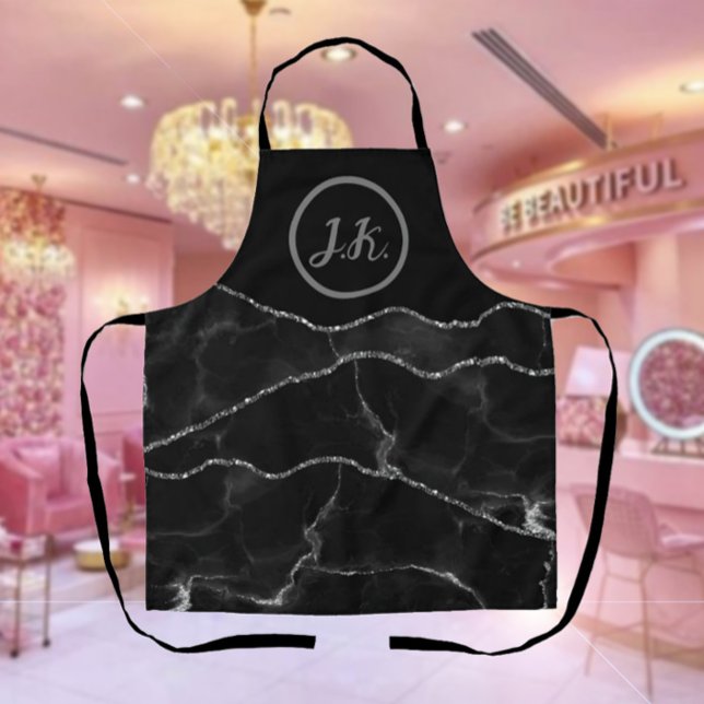 Delantal Black Silver Profesional Marble Agate Glam (Subido por el creador)