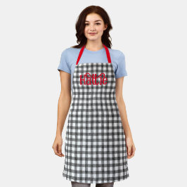 Delantal Black Watercolor Gingham Personalized Apron
