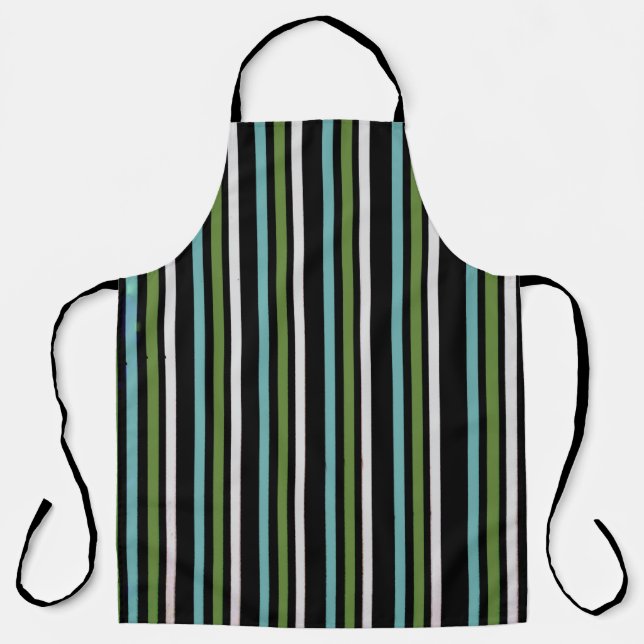 Delantal Black, white, and green stripe digital (Anverso)