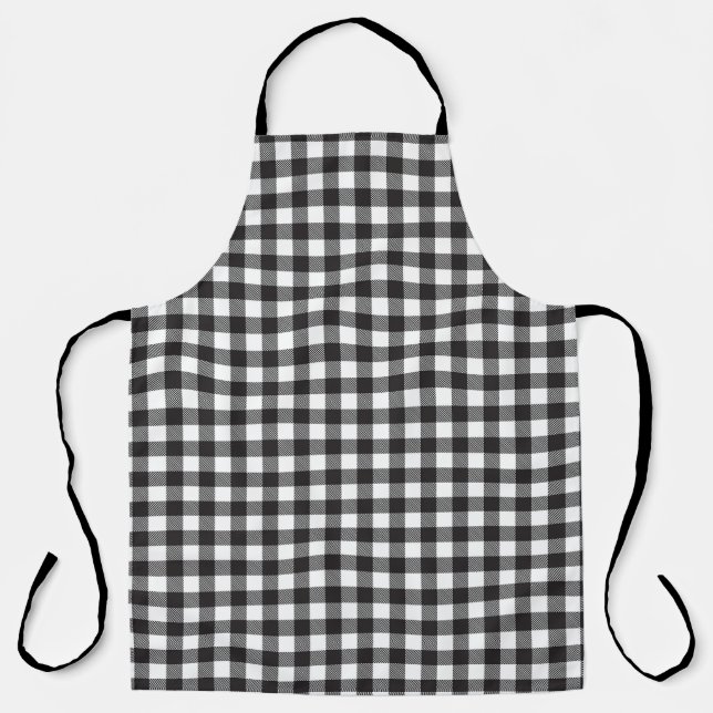 Delantal Black White Buffalo Gingham Check Plate Holiday (Anverso)
