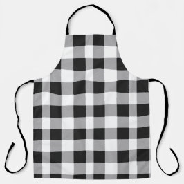 Delantal Black White Buffalo Gingham Check Plate Holiday