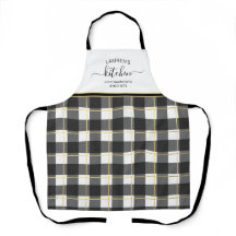 Black White Buffalo Plaid Apron