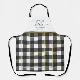 Delantal Black White Buffalo Plaid Apron