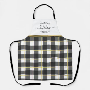 Delantal Black White Buffalo Plaid Apron