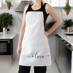 Delantal Black White Modern Script Girly Monograma Nombre<br><div class="desc">Nombre de Monograma Negro y Plata Apron. Esto hace que el dulce perfecto cumpleaños 16,  boda,  ducha de novia,  aniversario,  ducha de bebé o fiesta de soltera sea regalo para alguien que ama el lujo glam y los estilos de moda.</div>